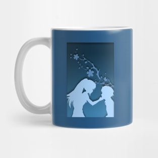 Romantic couple paper cut design at night Mug